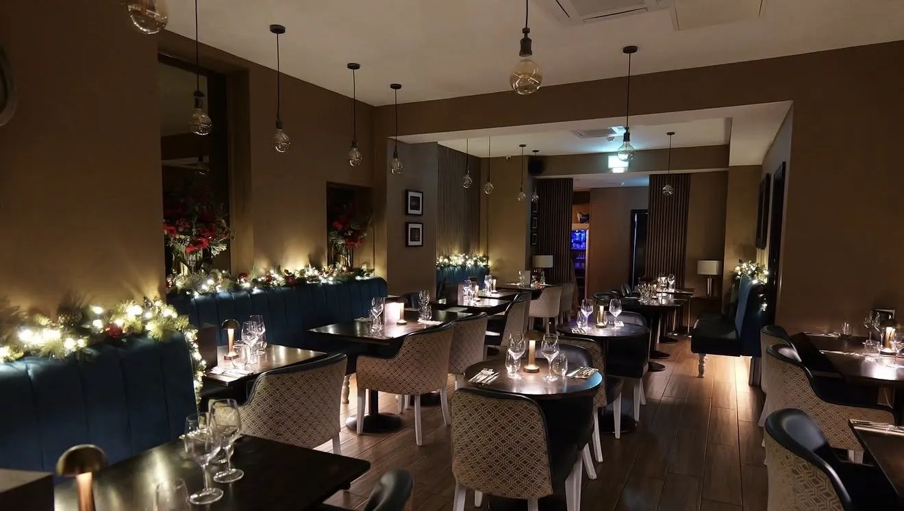 The candlelit dining room
